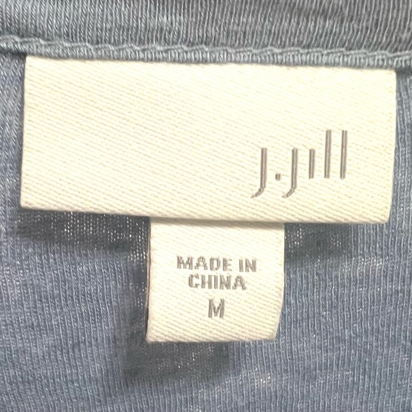 J. Jill Slate Blue Linen Modal Pintuck Button Front Casual Blouse Top Medium - Picture 9 of 9